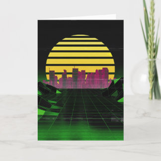 Green Synthwave Greetings Card