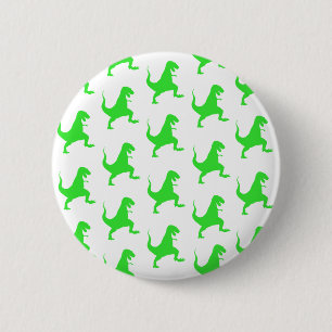 Green t-rex pattern 6 cm round badge