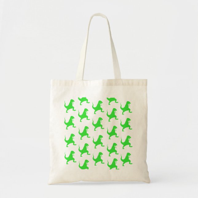 Green t-rex pattern tote bag (Front)