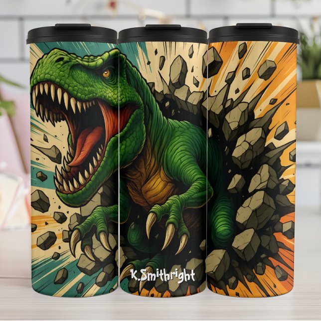 Green T-Rex Wall Break Roar Thermal Tumbler (Creator Uploaded)