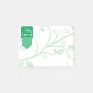 Green Tab & Flourish Merry Christmas Post-it Notes