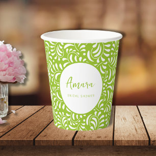 GREEN TALAVERA BRIDAL SHOWER PAPER CUPS