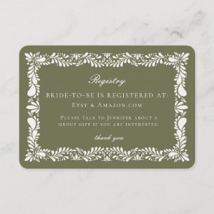 Green Talavera Tile Registry Card Invite Insert