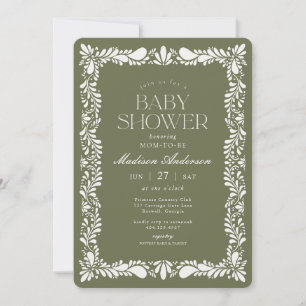 Green Talavera Tile Spanish Fiesta Baby Shower Invitation