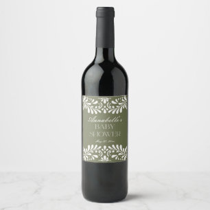 Green Talavera Tile Spanish Fiesta Baby Shower Wine Label