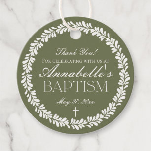 Green Talavera Tile Spanish Fiesta Baptism Circle Favour Tags