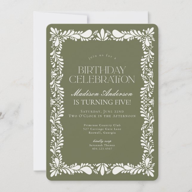 Green Talavera Tile Spanish Fiesta Birthday Party Invitation (Front)