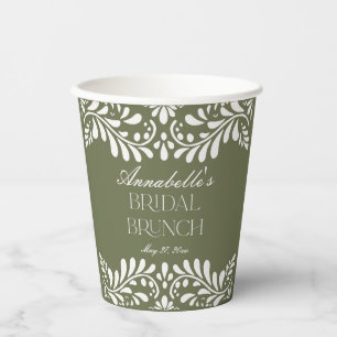 Green Talavera Tile Spanish Fiesta Bridal Brunch Paper Cups