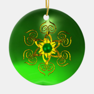GREEN TALISMAN EMERALD CERAMIC TREE DECORATION