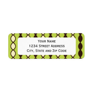 Green Tan and Brown Retro 70's Pattern Return Address Label