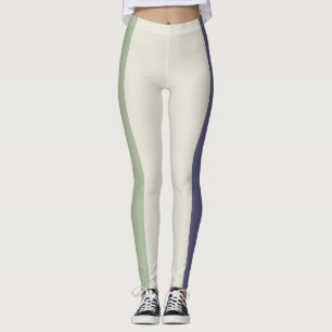 Green Tan and Purple Stripes Leggings
