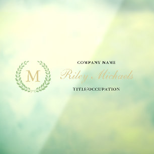 Green Tan Black Wreath Elegant Monogram Name Title