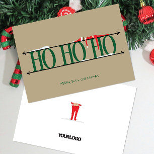 Green & Tan Elf Shenanigans Corporate Christmas Holiday Card