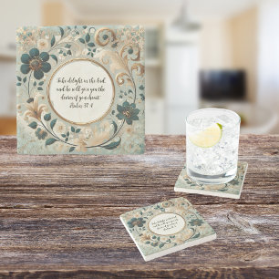 Green Tan Frame Customisable Verse Stone Coaster