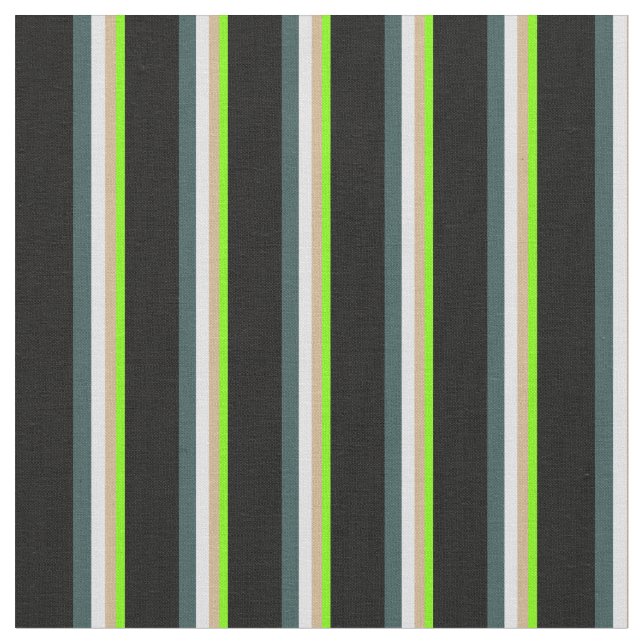 Green, Tan, Lavender, Dark Slate Grey, and Black Fabric (Close Up)