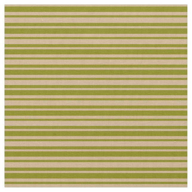 Green & Tan Lined Pattern Fabric (Close Up)