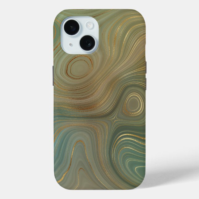 Green & Tan Marble iPhone & Samsung Phone Cases (Back)