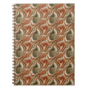 Green Tan Orange Marble Notebook