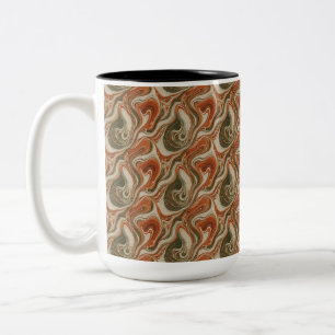 Green Tan Orange Marble Two-Tone Coffee Mug