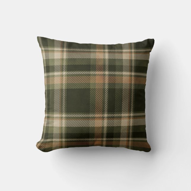 Green & Tan Plaid Fall Cushion (Front)
