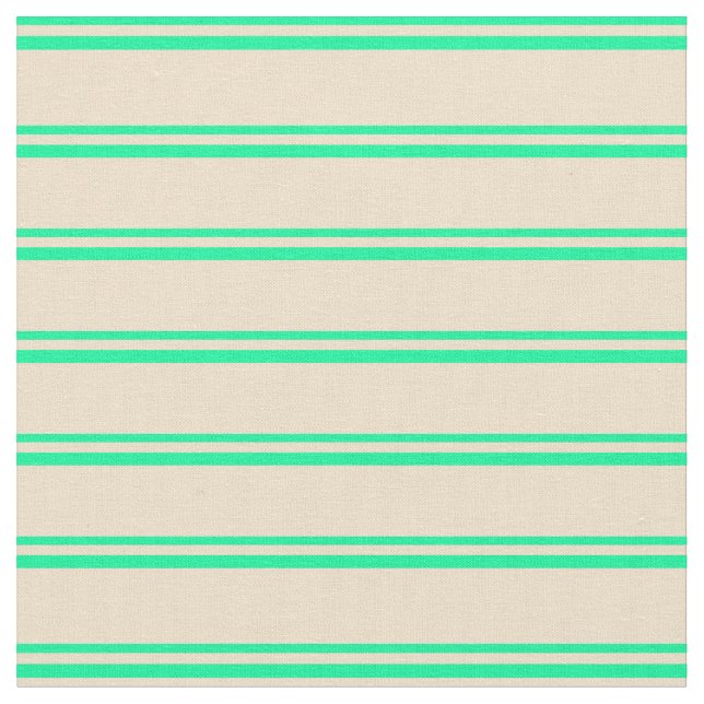 Green & Tan Striped/Lined Pattern Fabric (Close Up)