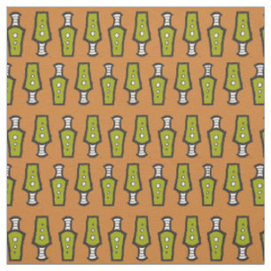 Green, Tan, White, Black Abstract Tribal Design Fabric