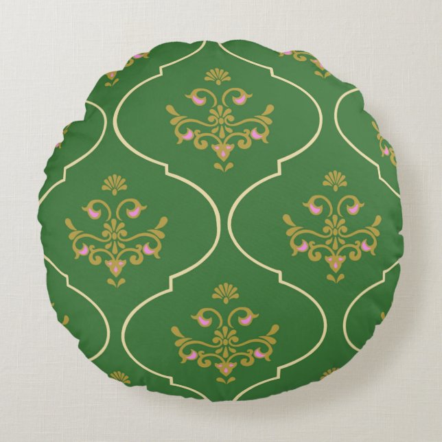 Green Tapestry Round Cushion (Front)