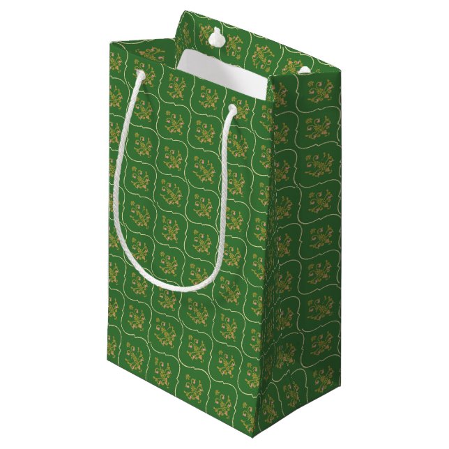 Green Tapestry Small Gift Bag (Front Angled)