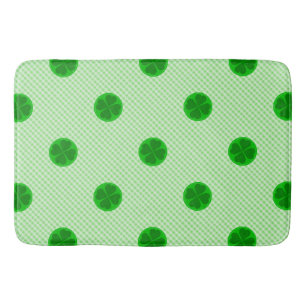 Green Tartan and Lucky Shamrock Pattern Bath Mat