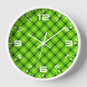 Green Tartan Chequered Plaid Pattern-57578 Clock