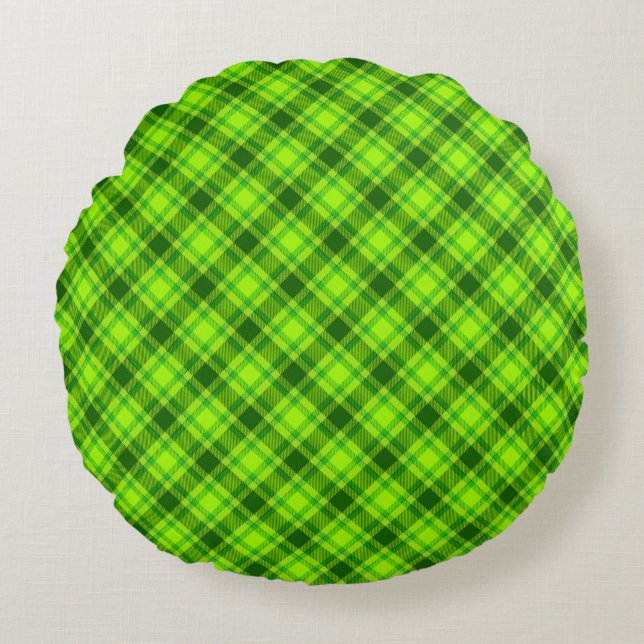 Green Tartan Chequered Plaid Pattern-57578 Round Cushion (Front)