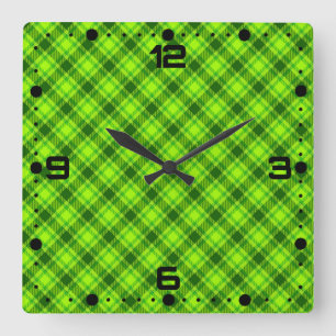 Green Tartan Chequered Plaid Pattern-57578 Square Wall Clock