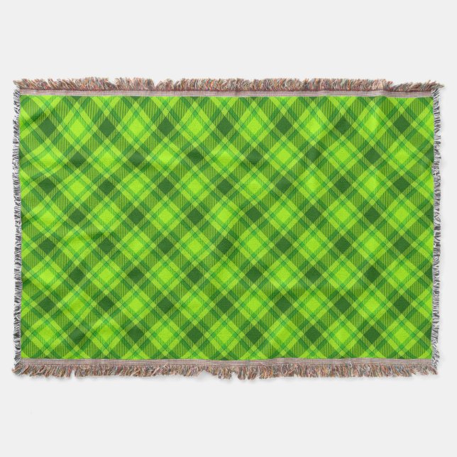 Green Tartan Chequered Plaid Pattern-57578 Throw Blanket (Front)