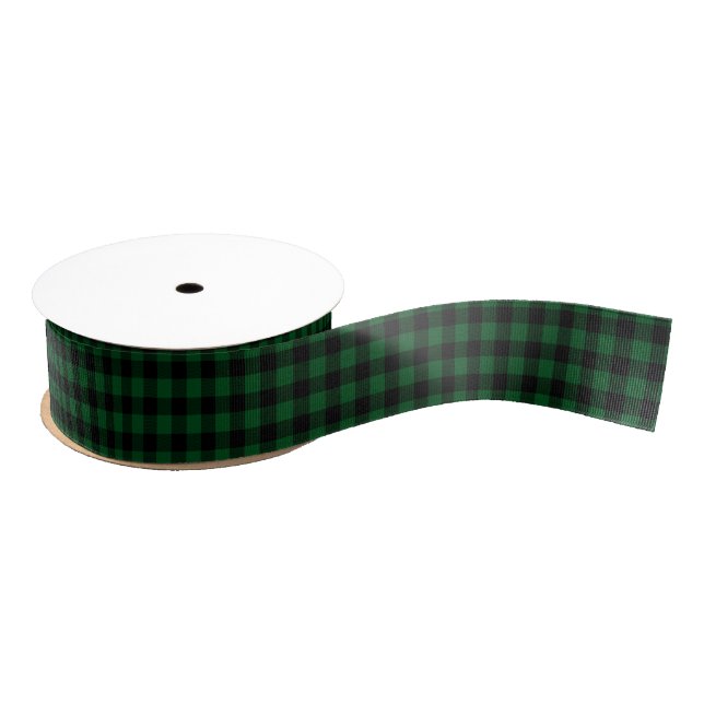Green Tartan Christmas Grosgrain Ribbon (Spool)