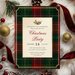 Green Tartan Christmas Party Invitation   Plaid Ho