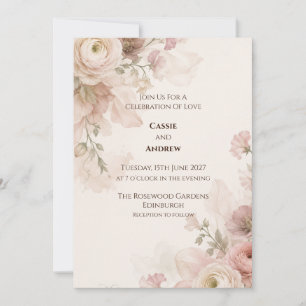Green Tartan Gold Pinecone Scottish Wedding Invitation