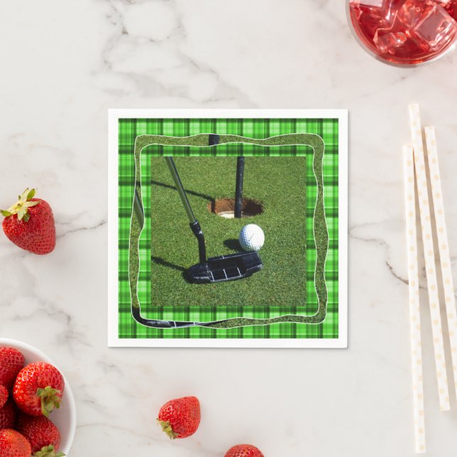 Green Tartan Golf Club Par, Paper Party Napkins (Insitu)