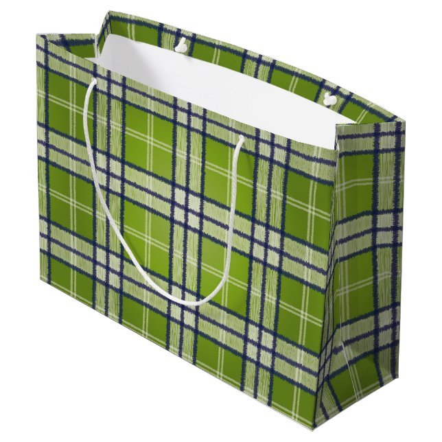 Green Tartan Large Gift Bag (Back Angled)