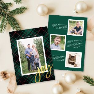 Green Tartan + Modern Calligraphy   Holiday Photo Card