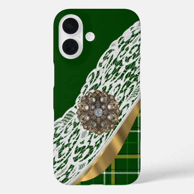 Green tartan plaid Case-Mate iPhone case (Back)