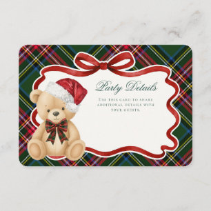 Green Tartan Plaid Christmas Bear Details Enclosure Card