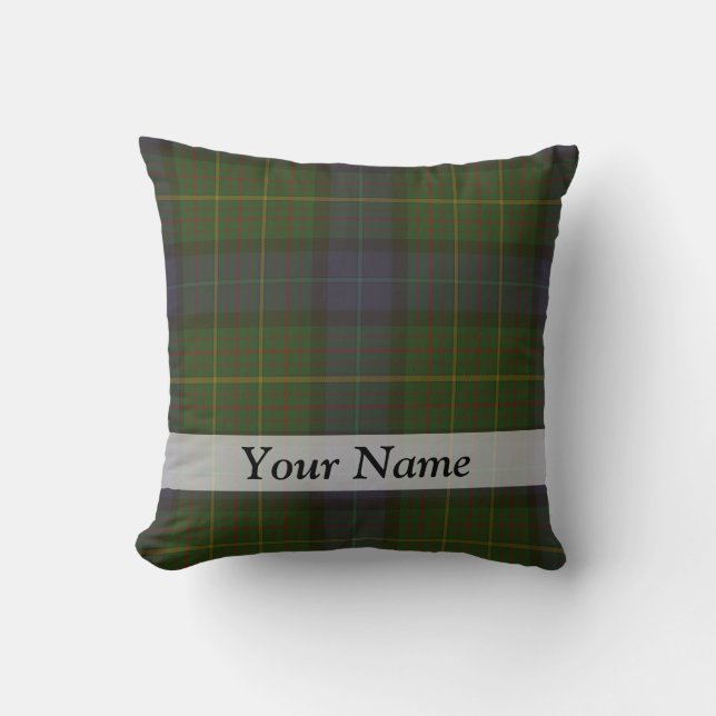 Green tartan plaid cushion (Front)