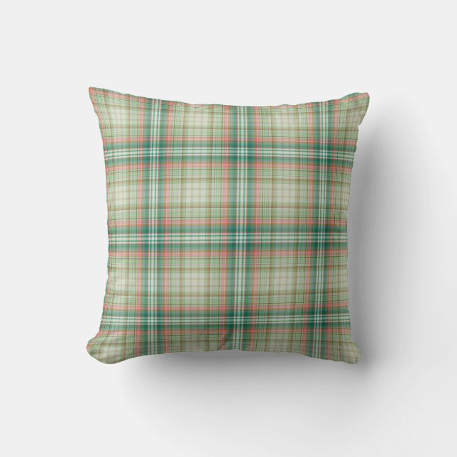 Green Tartan Plaid Cushion (Front)