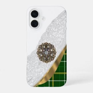 Green tartan plaid iPhone 16 case