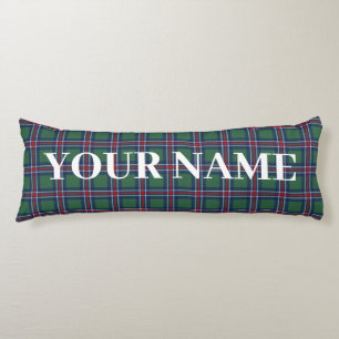 Green tartan plaid pattern personalized body cushion