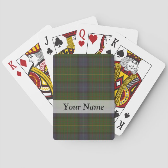 Green tartan plaid playing cards (Back)