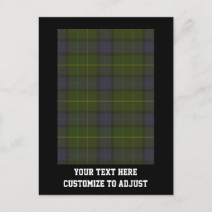 Green tartan plaid postcard