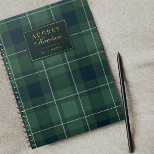 Green Tartan Polo Plaid Vintage Name 2026 Notes Notebook