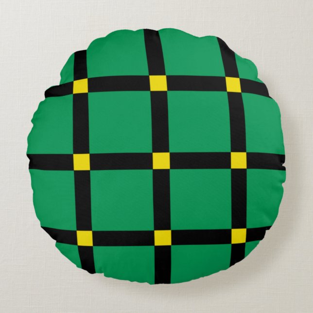 Green Tartan   Round Cushion (Front)