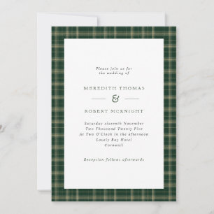 Green Tartan Scottish Winter Wedding Invitation